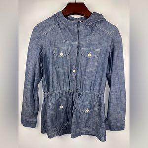 Ralph Lauren Jacket‎ Shirt Women’s S Long Sleeve Denim Draw String Waist Hood